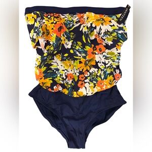 Jantzen Women’s Floral One Piece - Navy Orange Green Sz 10 No straps